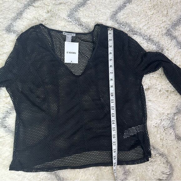Forever 21 Black Mesh Long Sleeve Blouse - Picture 2 of 8
